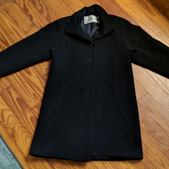Fine feathers Angora wool black peacoat - Picture 4 of 6